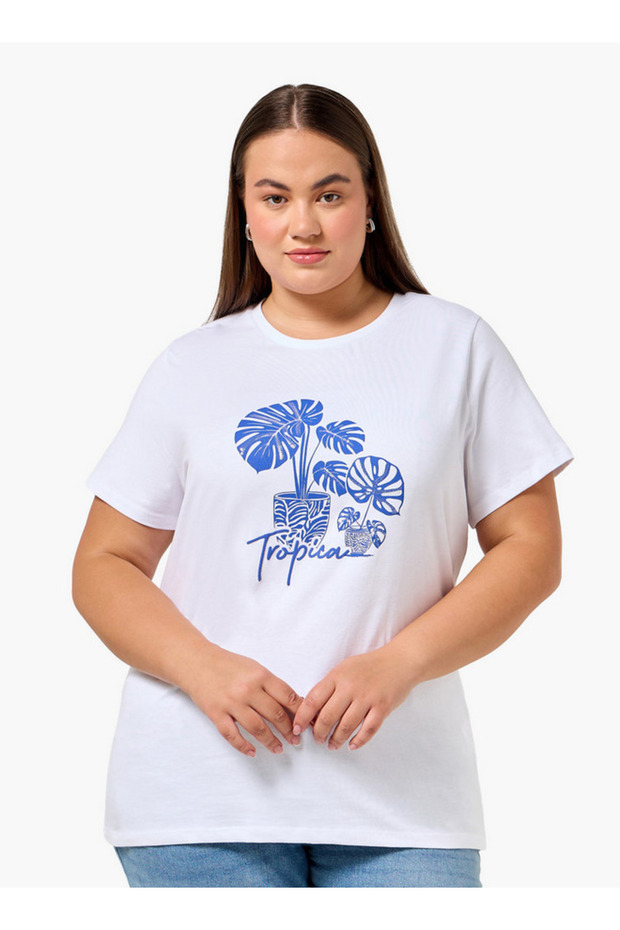 Relaxed Fit Cotton T-shirt with Planter Print