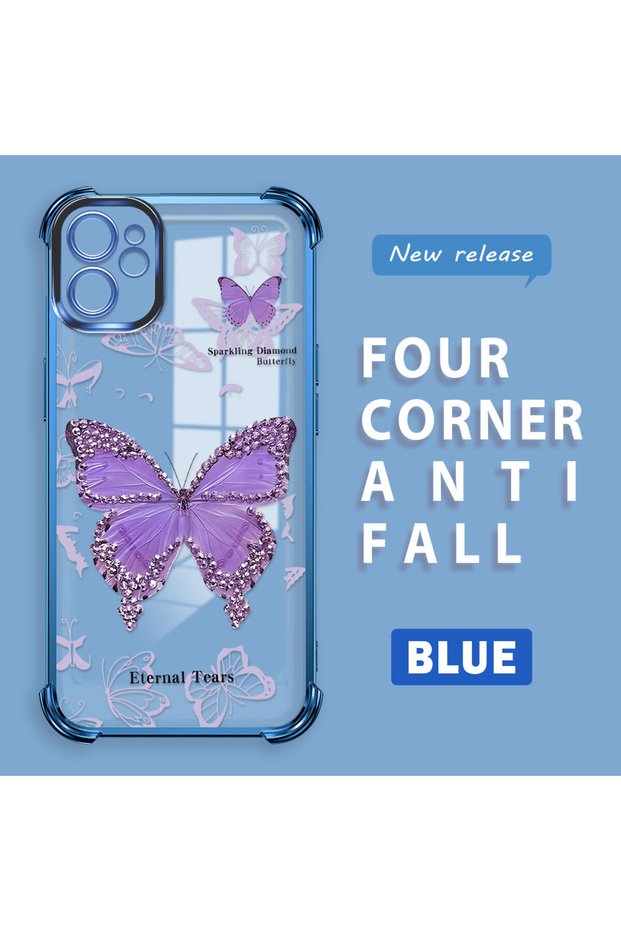 iPhone 11 Compatible Camera Protected Transparent Soft Silicone Phone Case Butterfly Pattern
