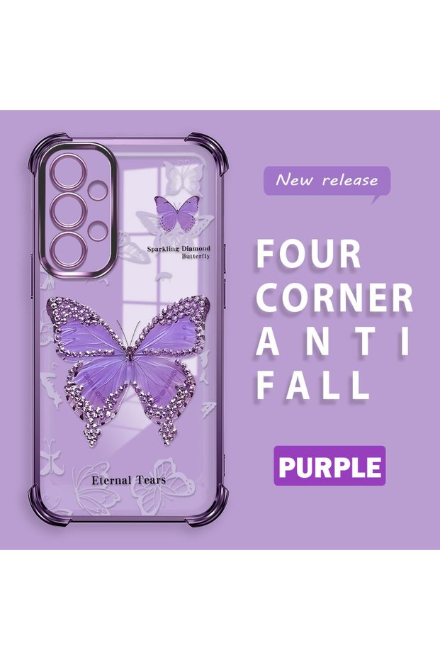 Samsung Galaxy A23 Compatible Camera Protected Transparent Soft Silicone Phone Case Butterfly Pattern