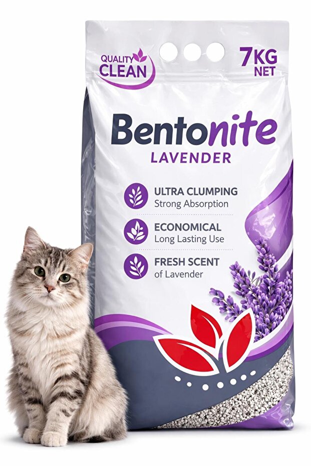 Quality CLEAN Lavanta Kokulu (NET 7 KG) Bentonit Ultra Topaklaşan Kedi Kumu