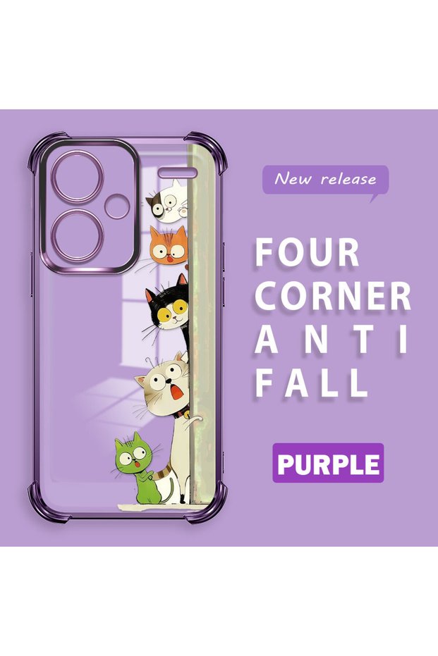 Redmi Note 13 Pro Plus 5g Compatible Camera Protected Transparent Soft Silicone Phone Case Cat Pattern