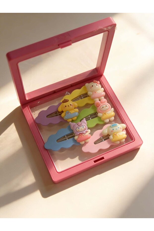 Girl's 5-piece colorful plastic hair clip set - pink