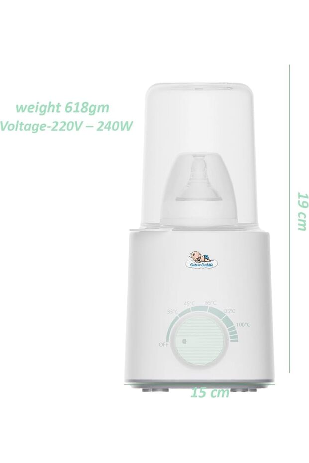 Electric Portable Milk Warmer – Dual Heating for Breast Milk & Water| Glass Lid | Best for Newborns