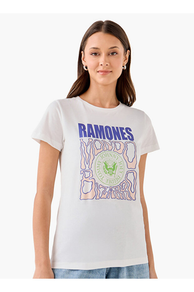 Cotton T-shirt with Ramones Print