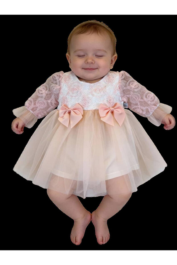 Lace & Tulle Baby Dress - Salmon