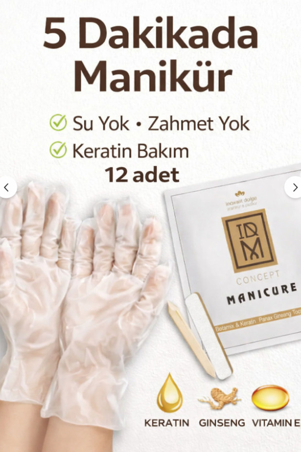 Idm Waterless Manicure Glove Set – Keratin & Vitamin E Hand Care | 12 Items Including Rasp + Pusher + Towel