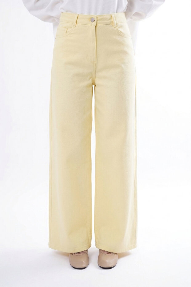 Wide Leg Denim Trousers 350 Yellow