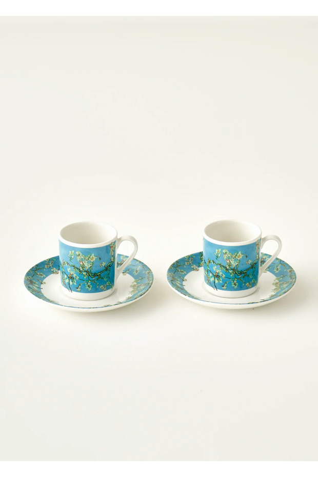 Van Gogh Almond Blossom Set of 2 Coffee Cups Turquoise (90 Cc)