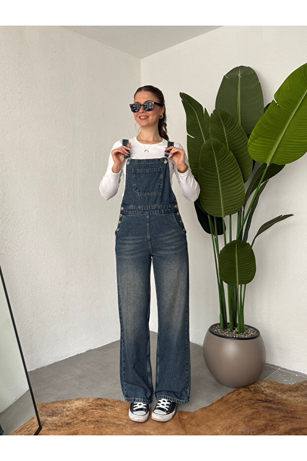 Women's Denim Gardener Overalls Loose Fit Jean Salopet