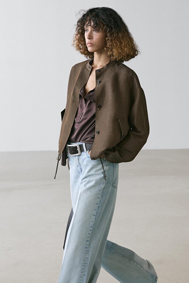Keten ipek bomber ceket - 4