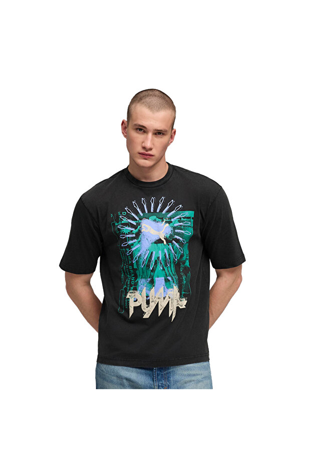 Graphic Men's Black Casual Style T-Shirt 63444201