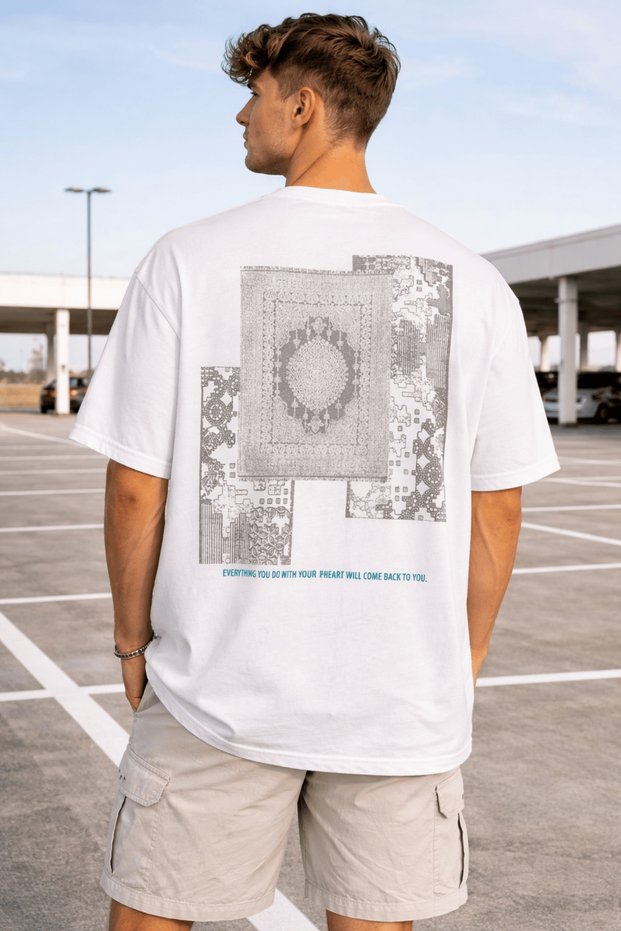 Oversize Men's T-Shirt Printed Cotton Relaxed Fit Streetwear Summer Basic T-Shirt