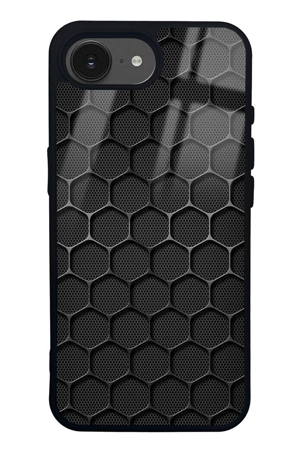 iPhone 16E Glossy Phone Case with Armor Grid Design