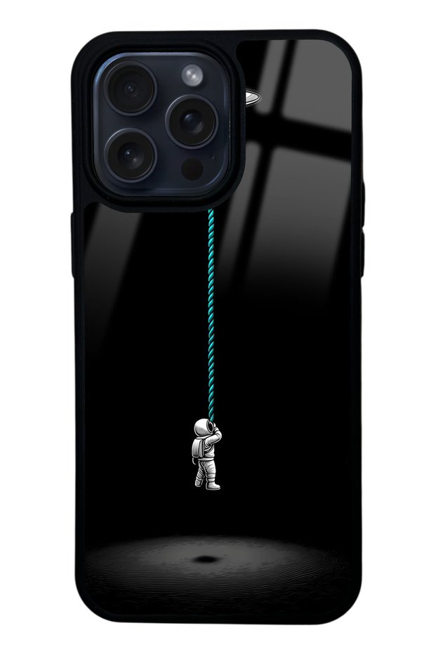 حافظة هاتف لامعة بتصميم الهروب من الفراغات لهاتف iPhone 15 Pro Max