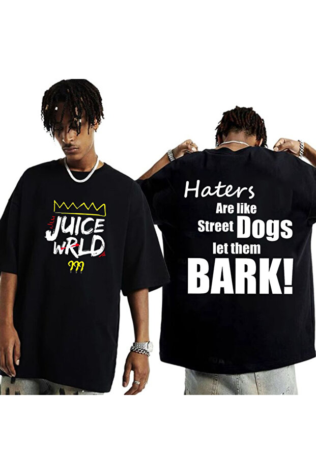 Juice Wrld Printed Unisex Oversize Cut 100% Cotton Crew Neck Black Rap T-Shirt