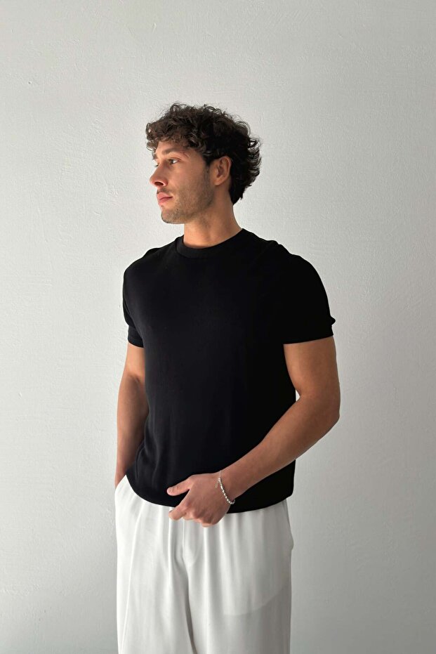 Basic Örme Triko Tişört - 1