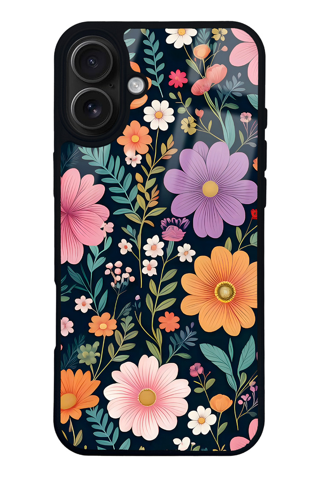 iPhone 16 Plus Glossy Phone Case with Flowers Design