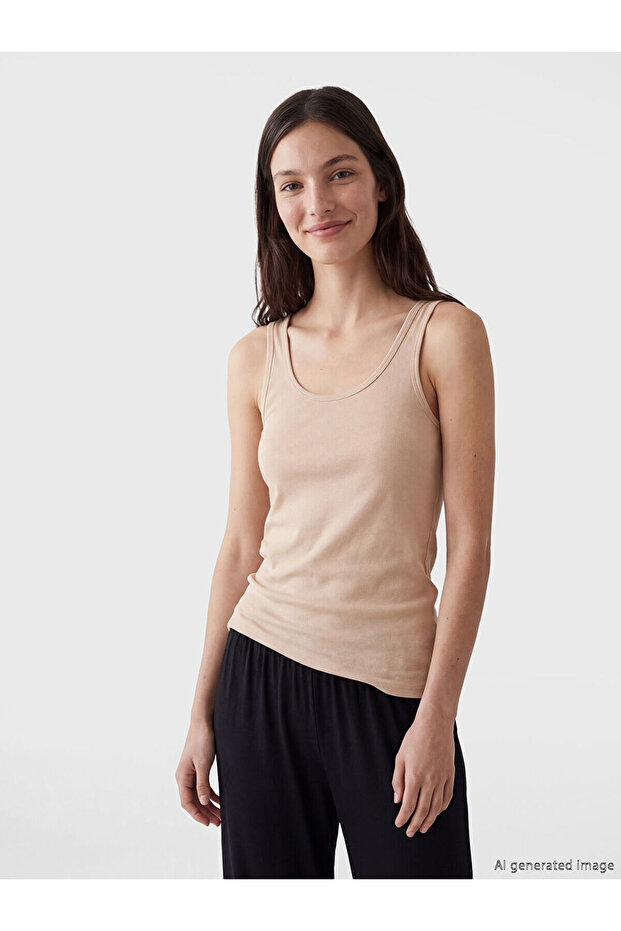 Lcw Dream Black U Neck Women's Underwear Undershirt 3-Piece
