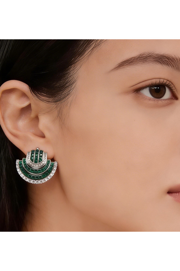 Emerald Radiance Stud Earrings - 2