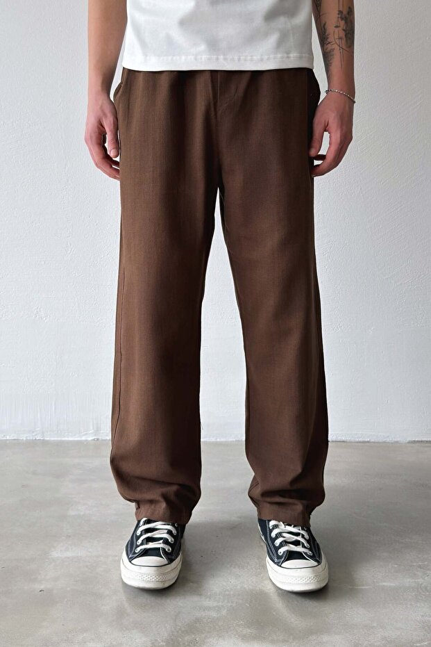 Elastic Waist Linen Trousers