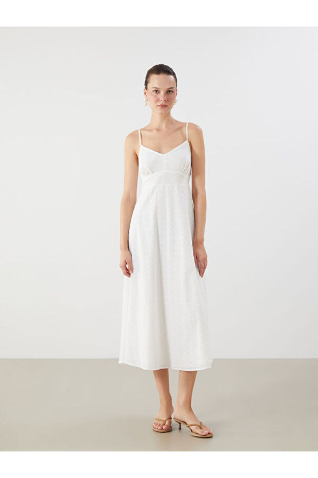 Rope Strap Brode Dress with Waist Belt