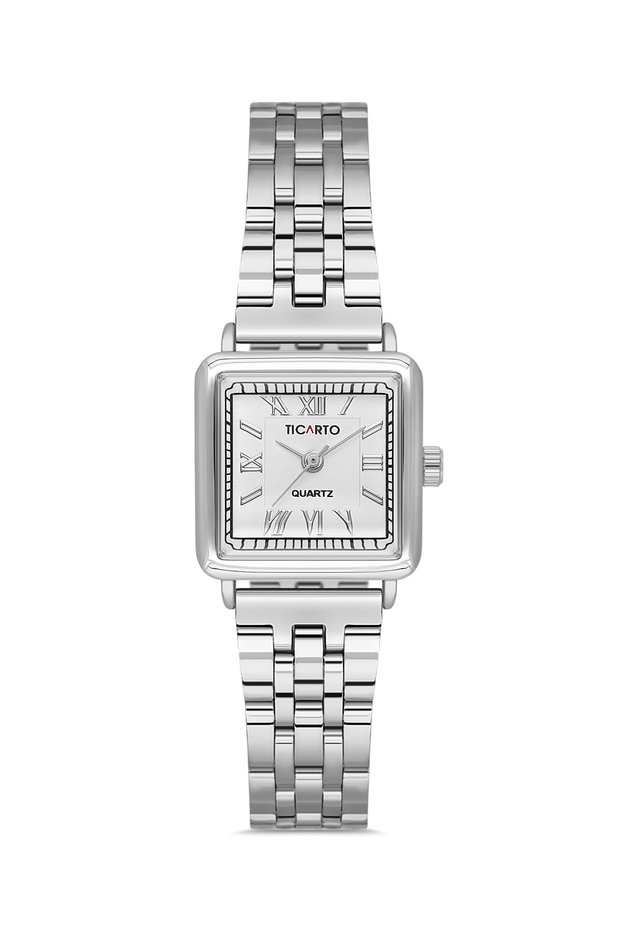 Women's Silver Color Square Metal Wrist Watch Tctss000101S0475