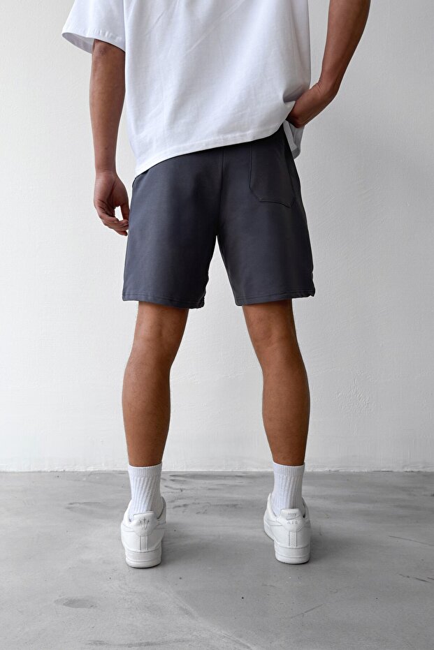 Basic Bel Lastikli Antrasit Şort - 3