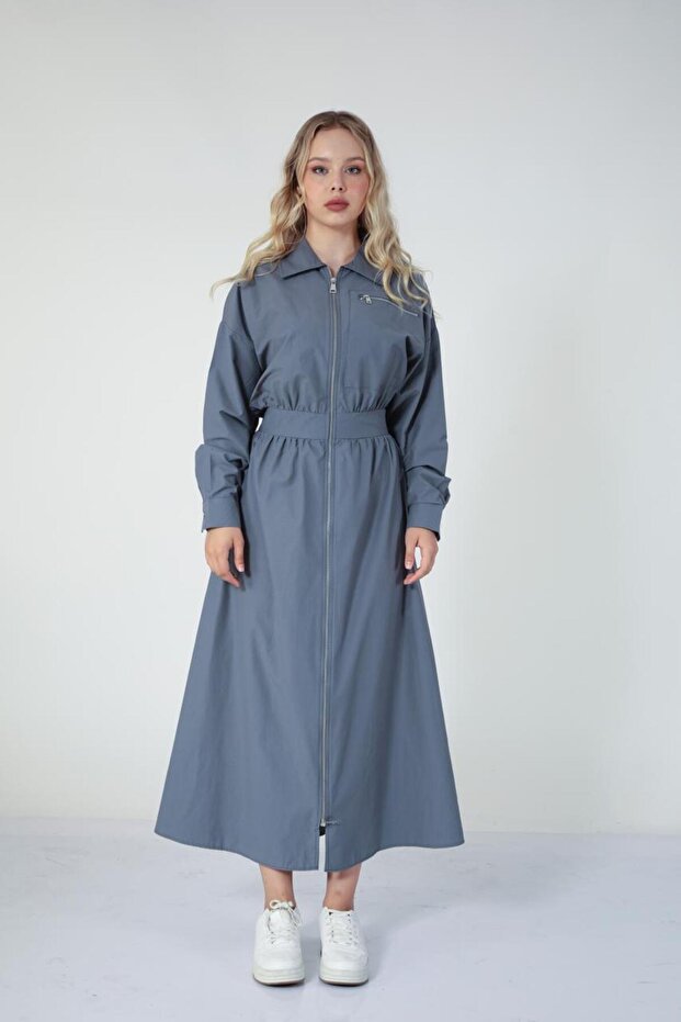 5827 - Stylish and Comfortable Poplin Full-Zip Summer Women's Dress