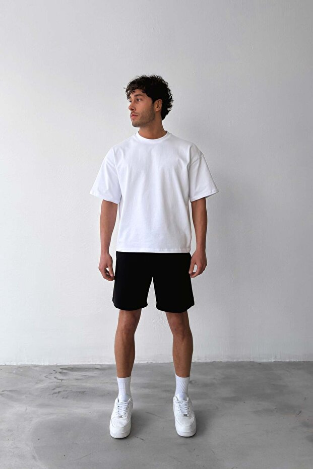 Basic Bel Lastikli Siyah Şort - 4