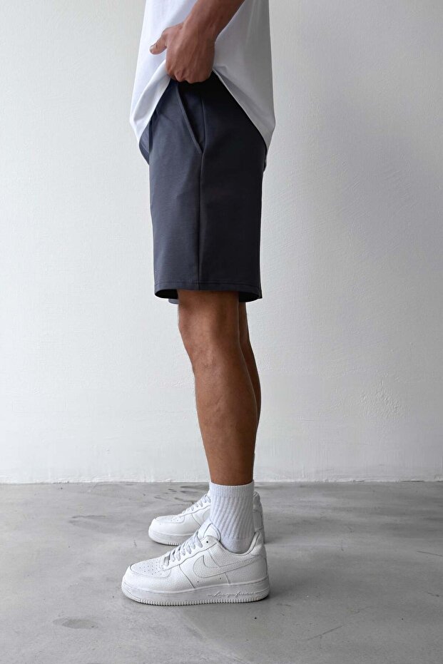 Basic Bel Lastikli Antrasit Şort - 2