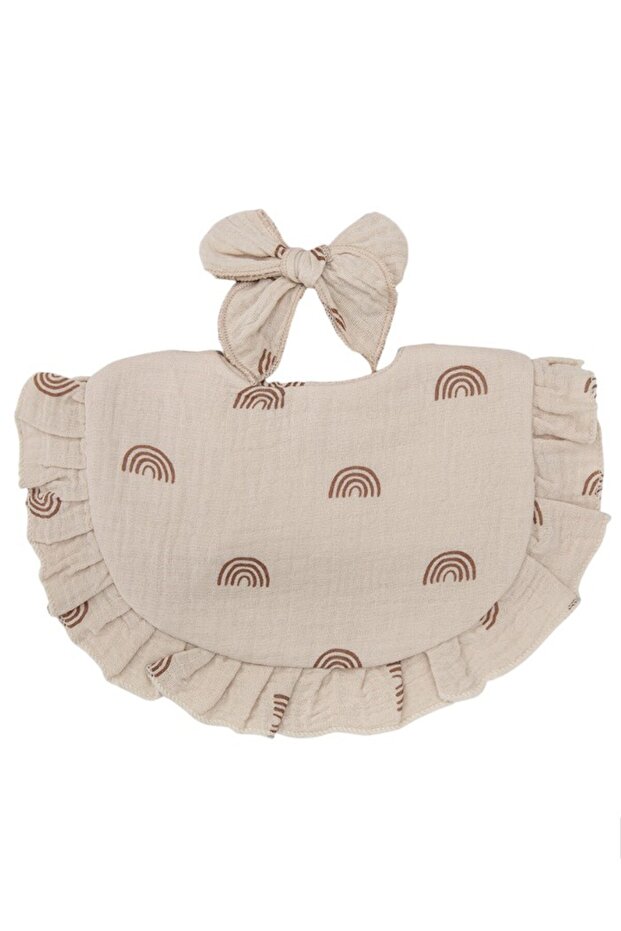 -Bella Baby Bib Set for Babies - Rainbow Print Light Brown- 0Y to 4Y