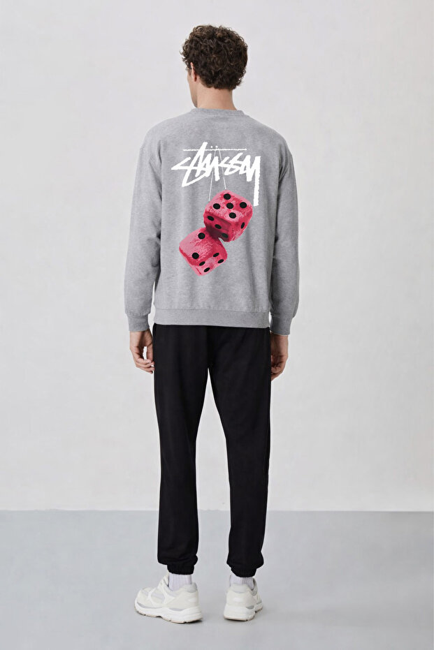 -Erkek Premium 3 Thread Stüssy Zar Printed Bottom Top Set-Trend Streetwear Set