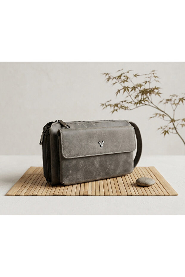 100% Genuine Leather Unisex Hand Portfolio Wallet and Phone Holder Handbag