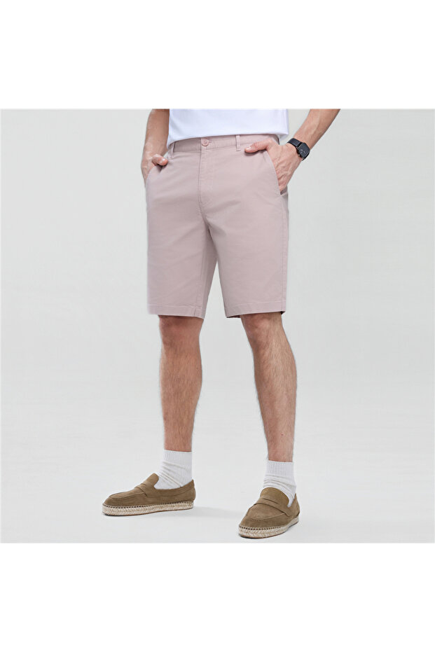 Men’s Slim Twill Bermuda Shorts with Stretch Waist