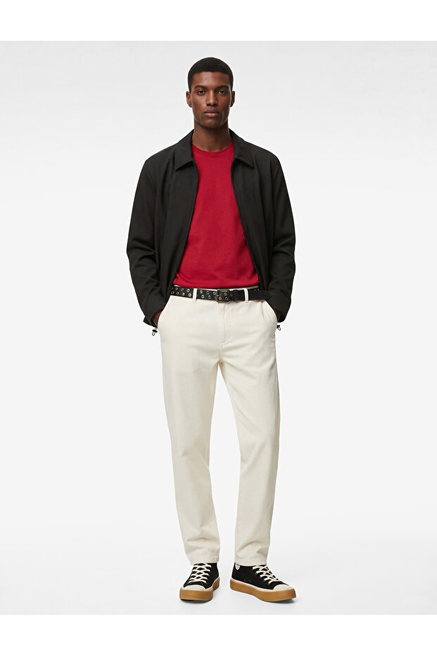 Buttoned Pocket Cotton Regular Fit Trousers