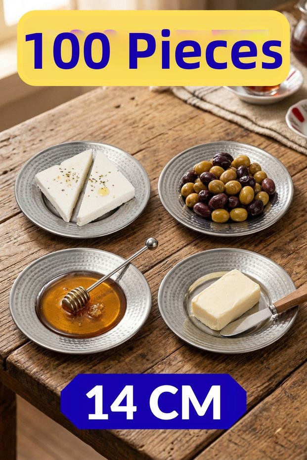 Stainless Chrome Steel Forged Patterned Breakfast Plate and Appetizer Plate (4-6-12-30-50-100 Pieces Optional)