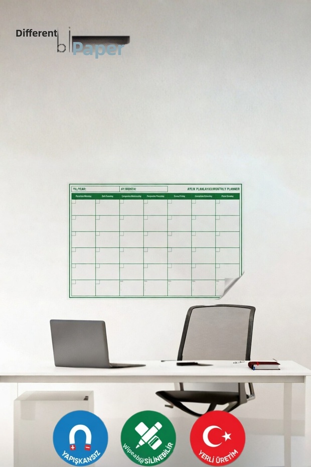 Magnetic Writable and Erasable Monthly Planner Calendar - Non-Adhesive Static Board 85X56 cm (Office, Home)