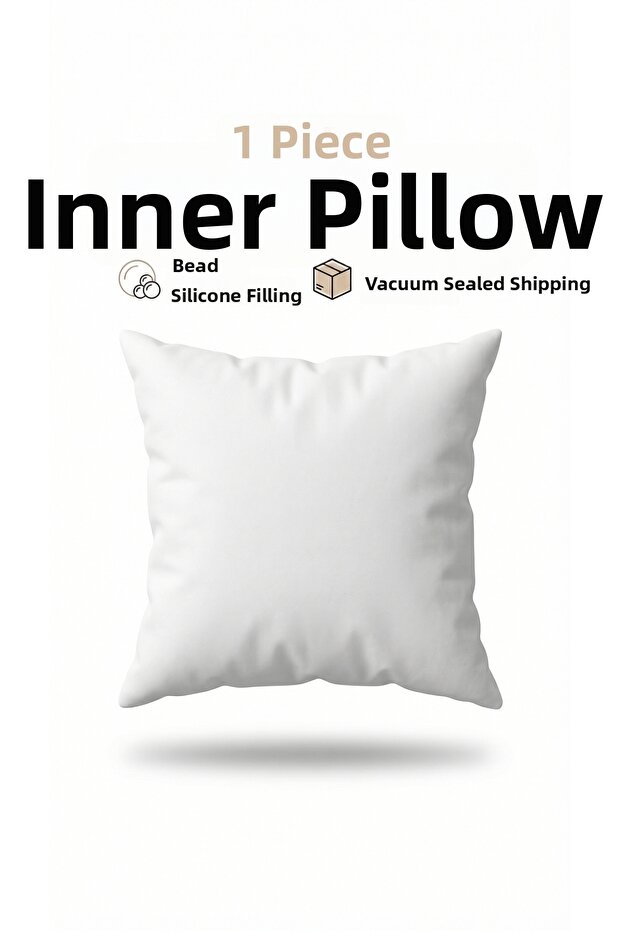 Throw Pillow Inner Cushion 1-Piece Premium Beaded Silicone 45X45 cm 350Gr Not Fluffy, Not Collapseable, Vacuum Washable