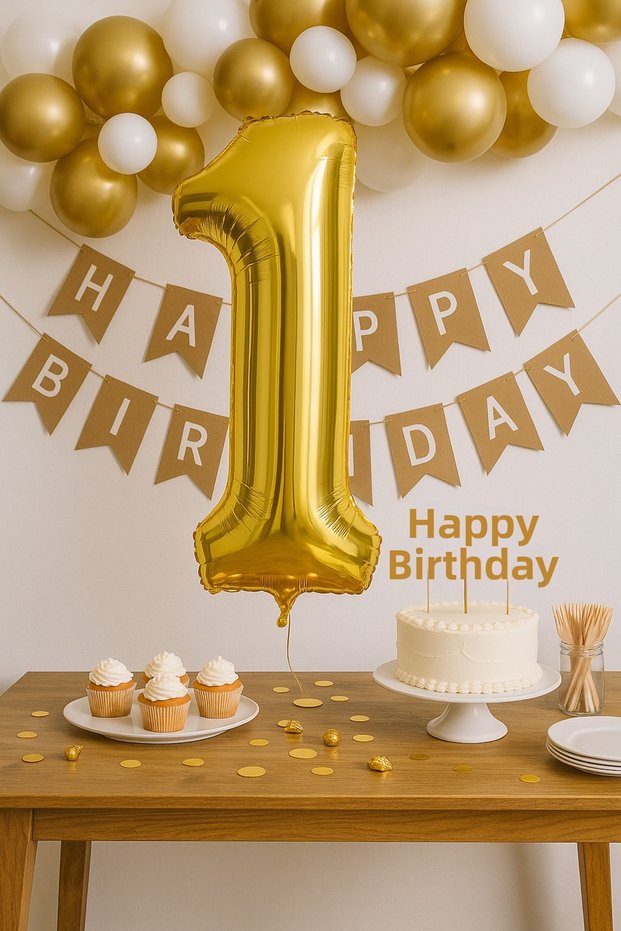 1 Year Old Gold Gold Foil Balloon Birthday and Party Balloon 34 Inch 76-80 cm