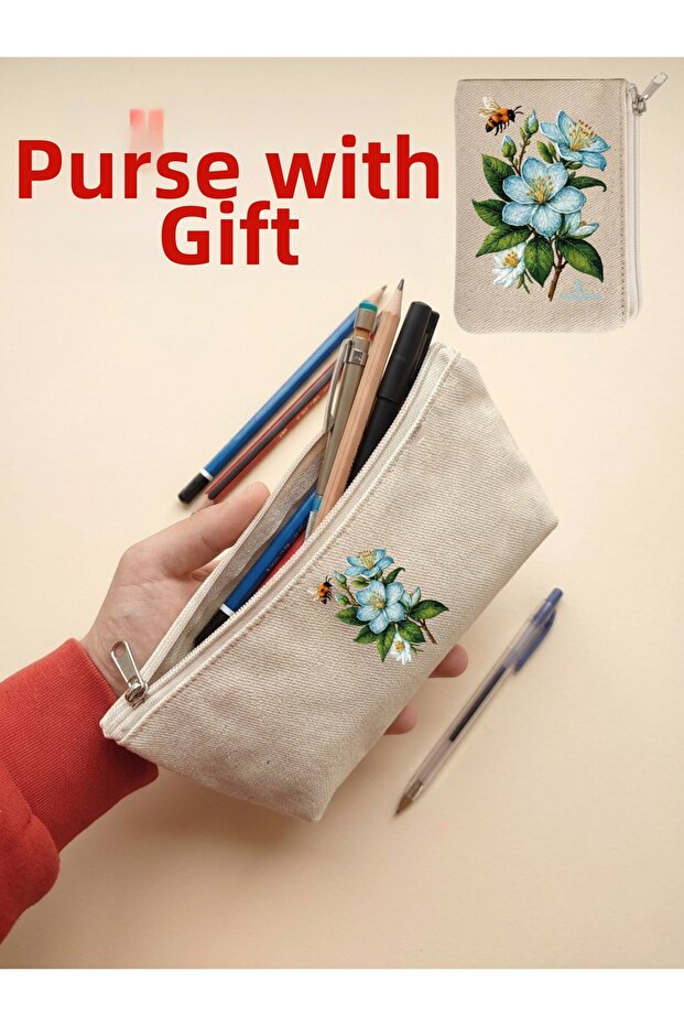 Canvas Pen Holder, Multi-Purpose Organizer, Pencil Case, Makeup Bag, Women's Handbag, Phone Bag