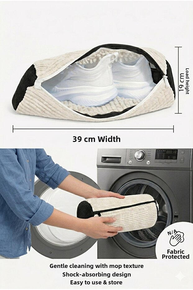 Shoe Washing Bag Special Pasta Fabric Zippered Large Size Microfiber Storage Bag