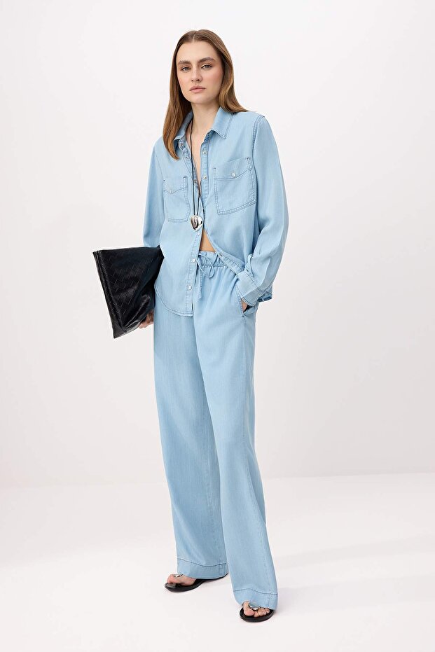Mavi Oversize/Geniş Kesim More Sustainable %100 Tencel Gömlek TWOSS26GO00119 - 2