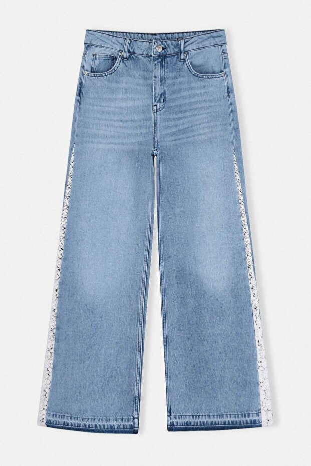 Mavi DÖKÜMLÜ Yüksek Bel %100 Pamuk Wide Leg Jeans TWOSS26JE00229 - 5
