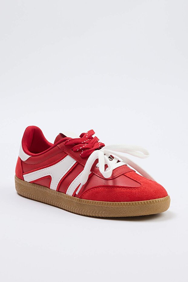 Kırmızı Çok Renkli İki Bağcıklı Çift Kullanımlı Kadın Retro Spor Ayakkabı TAKAW26SN00017 - 5