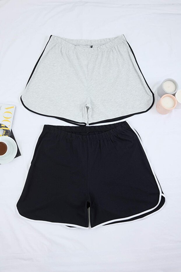 Siyah-Gri Biyeli Süprem 2li Büyük Beden Pijama Altı TBBSS26IA00002 - 11