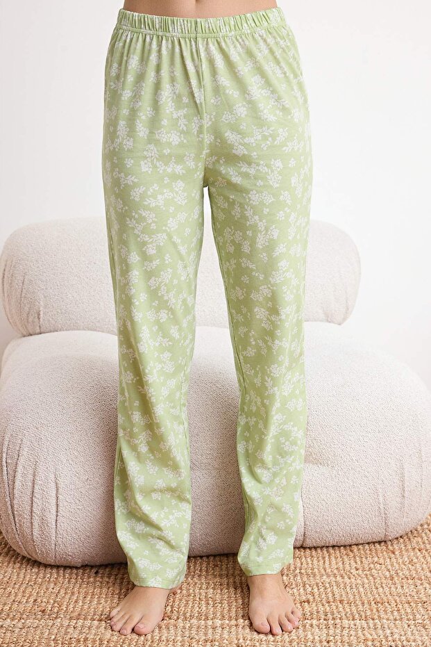 Mint %100 Pamuklu Çiçekli Örme Pijama Takımı THMAW25PT00187 - 3