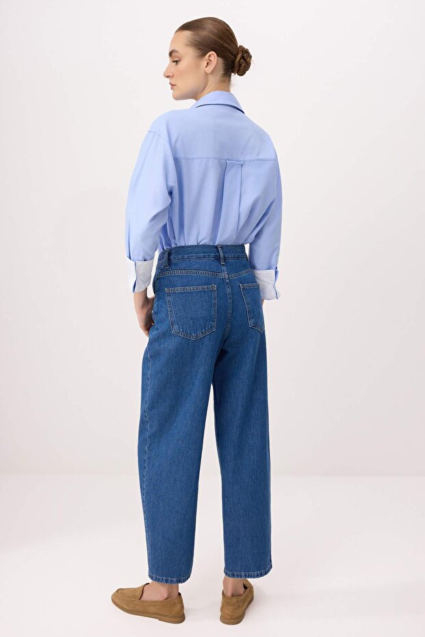 Mavi %100 Pamuk Yüksek Bel Barrel Jeans TWOSS26JE00261 - 4
