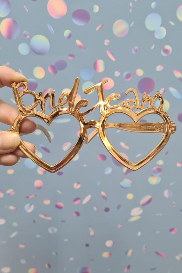 Bride Team Glasses Heart Shaped Bachelorette Bridesmaid Glasses Gold