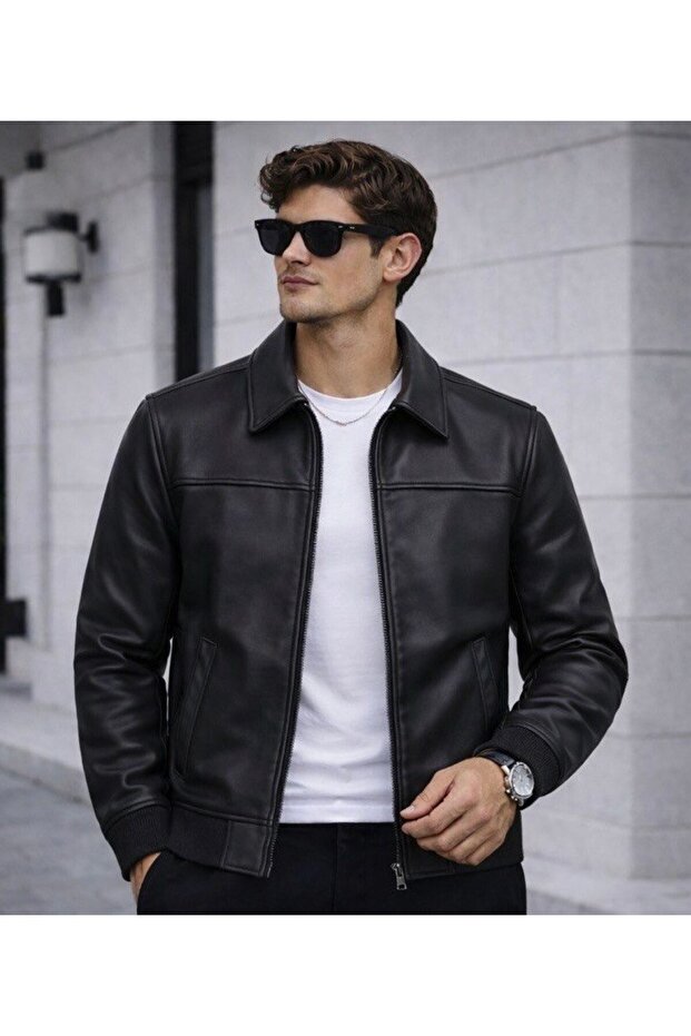 Old Money Collared Leather Jacket - 1