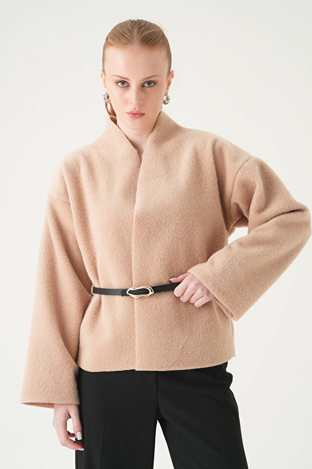 Beige Belt Piece Jacket 3100A - 2